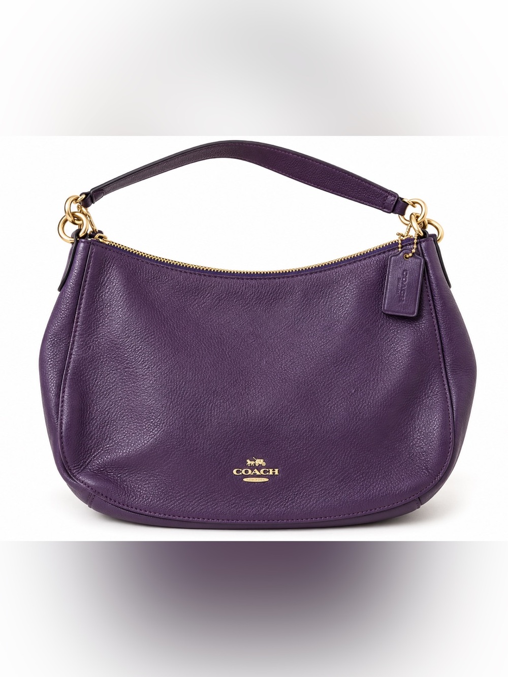 Coach Purple Pebbled Leather Hobo Shoulder Bag Gold Hardware F34999